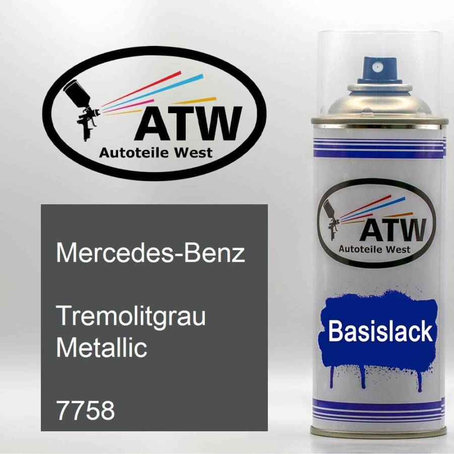 Mercedes-Benz, Tremolitgrau Metallic, 7758: 400ml Sprühdose, von ATW Autoteile West.